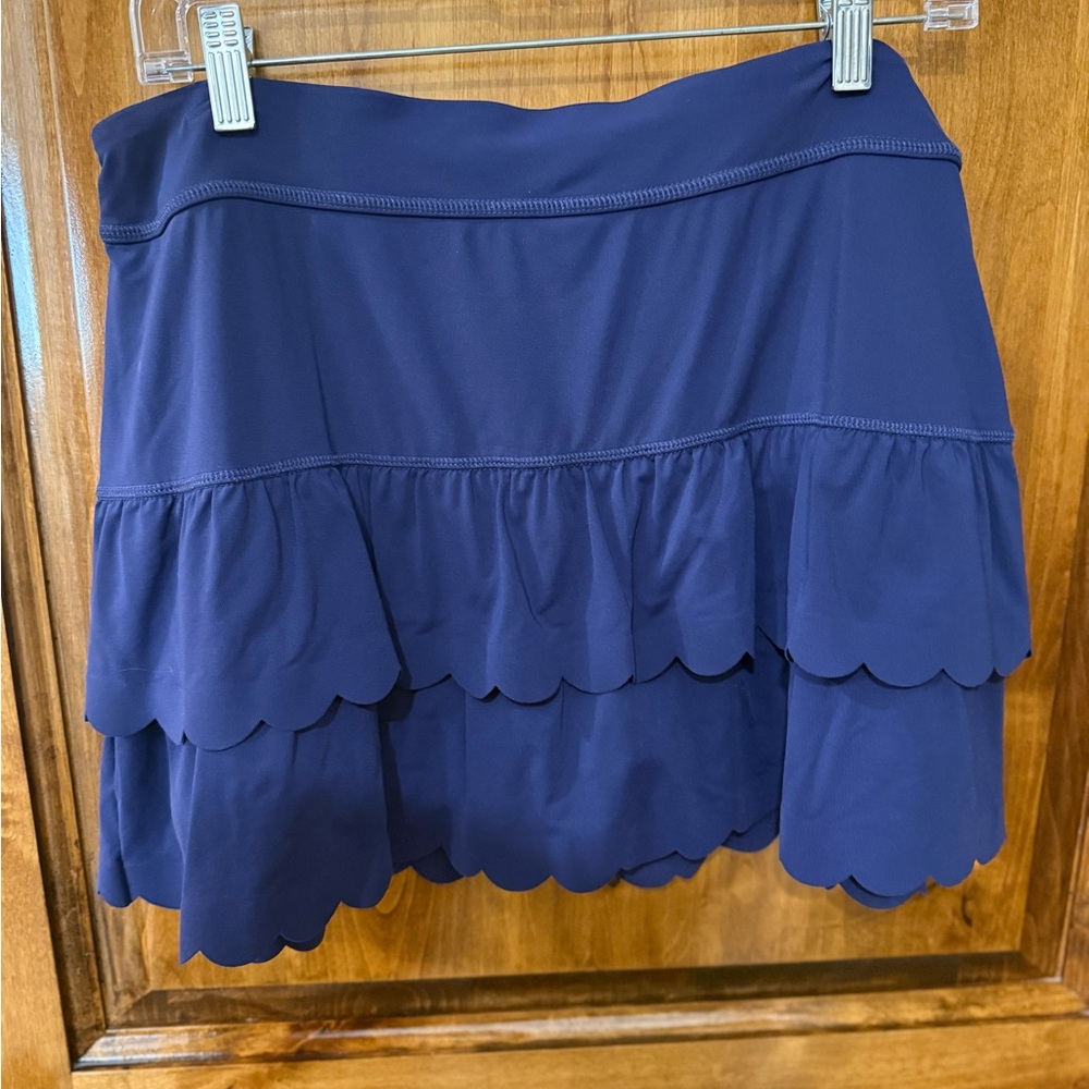 Lilly Pulitzer Luxletic Scalloped Tiered Navy Skort